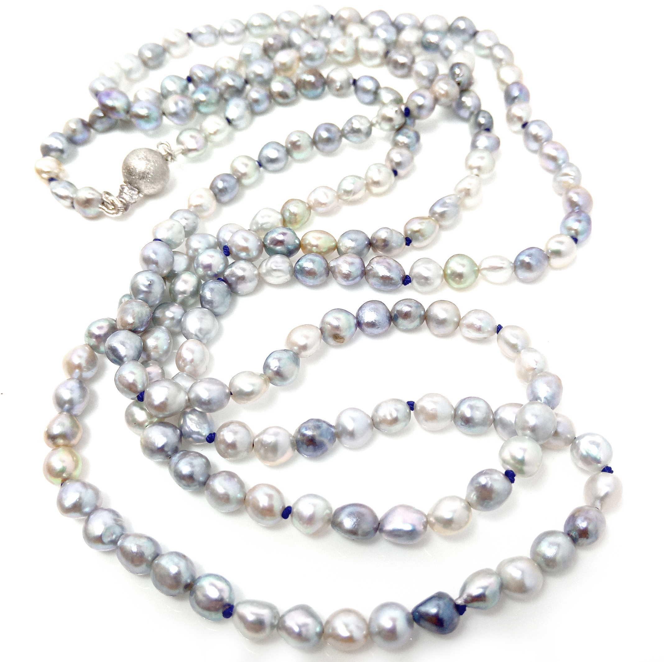 Blue/Silver Keishi Vietnamese Akoya Pearl Necklace